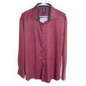 Society Of Threads Shirt Men's Button Up No Iron 4-way Stretch Slim Fit XL Red